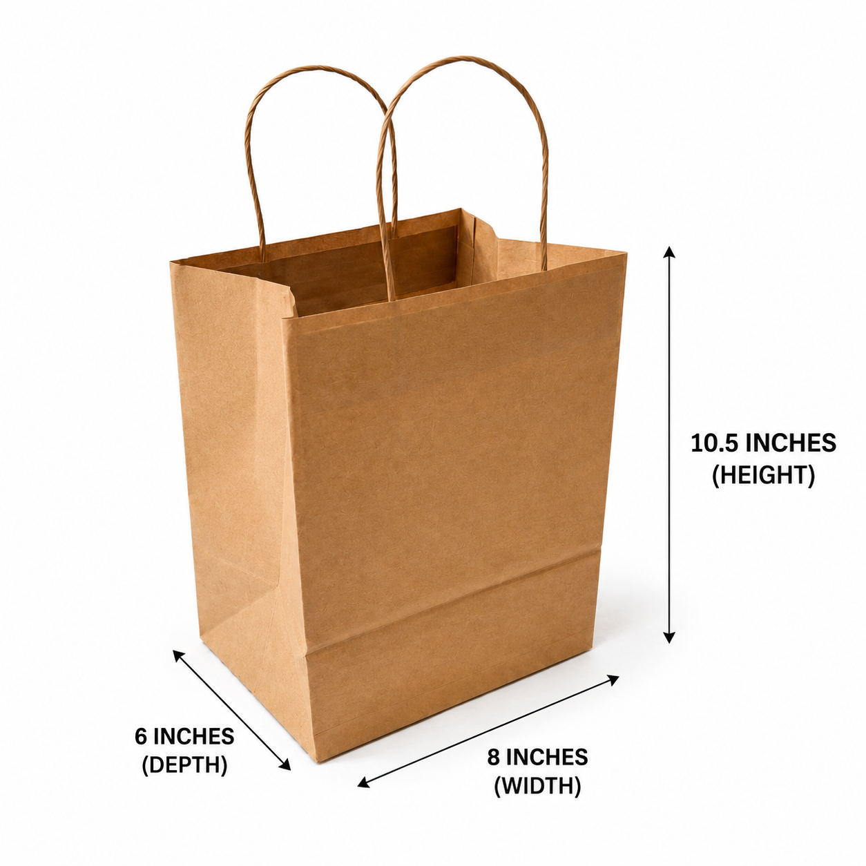 Kraft Brown Paper Bag 8x6x10.5 inch