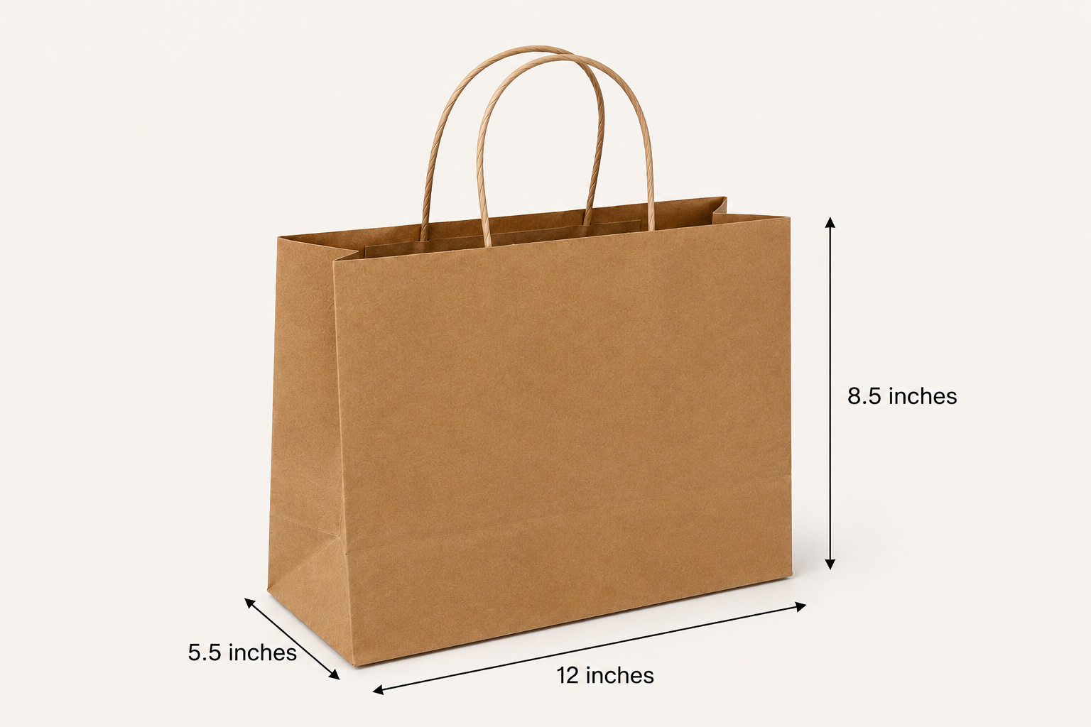 Kraft Brown Paper Bag 12x5.5x8.5 inch