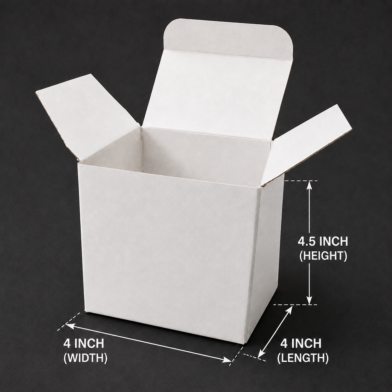 Corrugated 3ply White Paper Packaging Box 4x4x4.5 inch