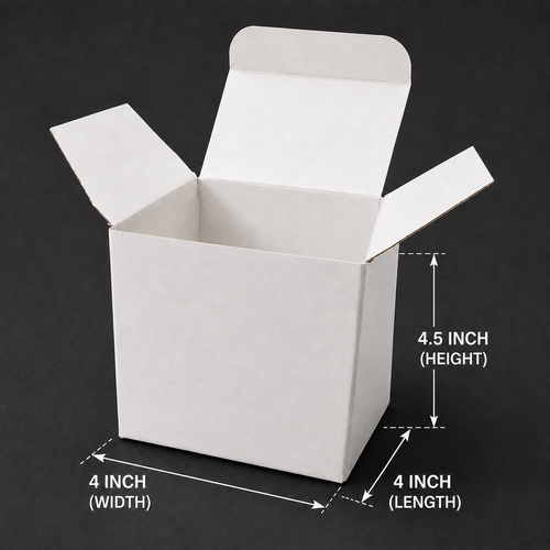 Corrugated 3ply White Paper Packaging Box 4x4x4.5 inch