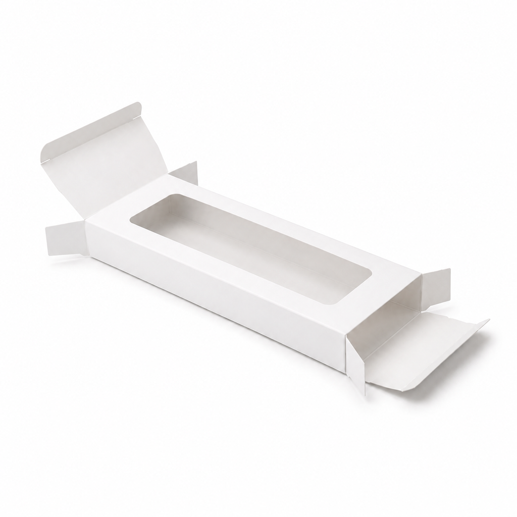 White Paper Packaging Box With Window 2.36×0.78×7.87 inch