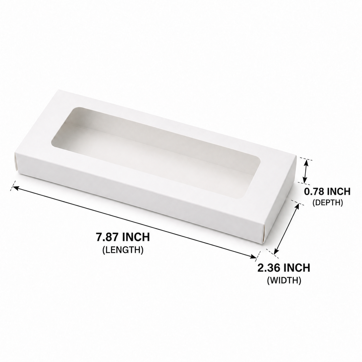 White Paper Packaging Box With Window 2.36×0.78×7.87 inch