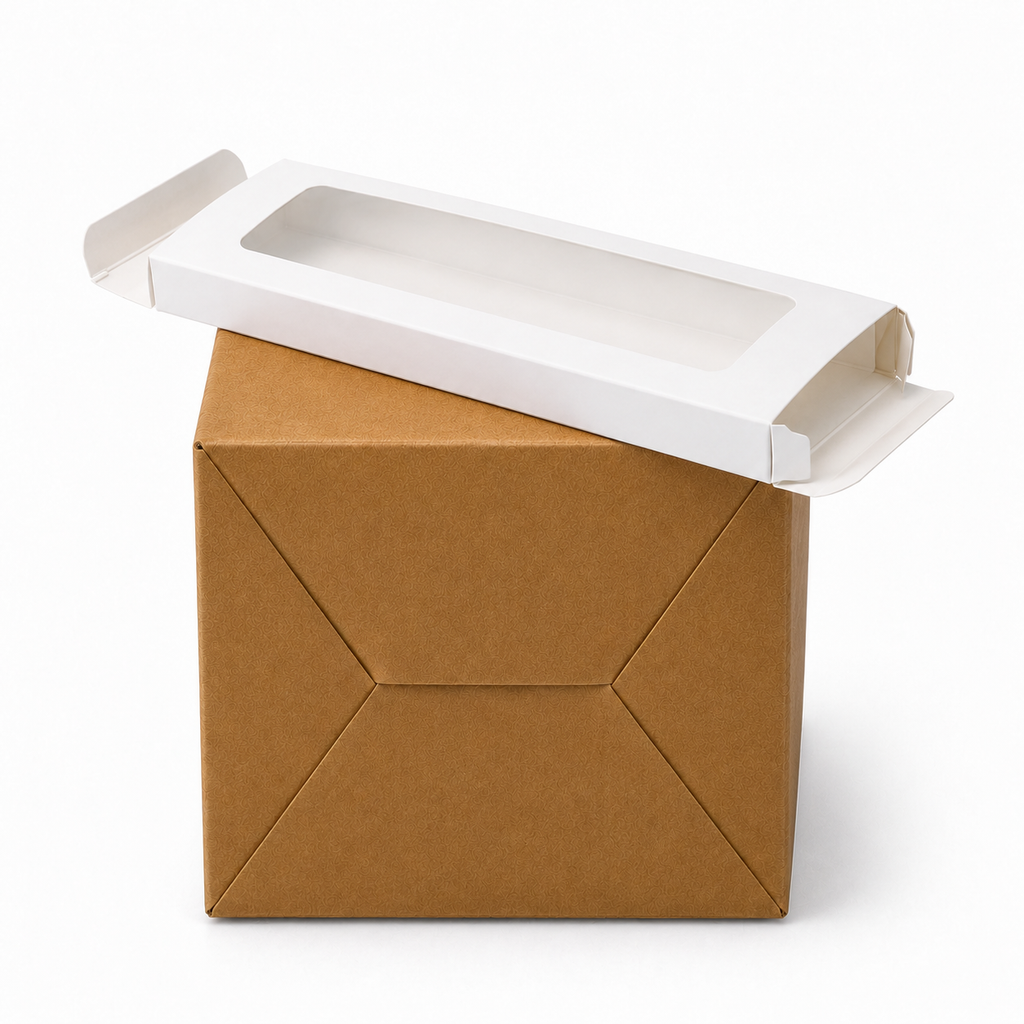 White Paper Packaging Box With Window 2.36×0.78×7.87 inch