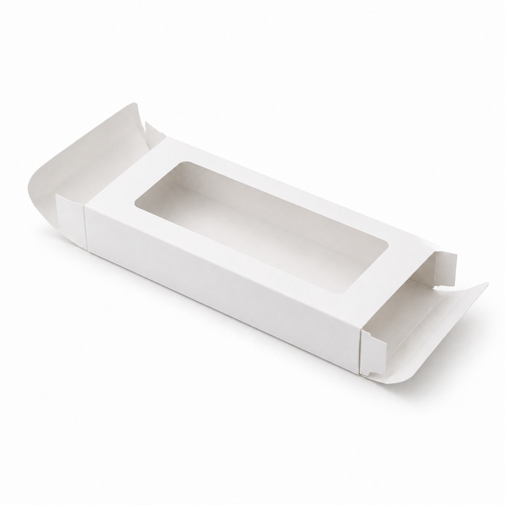 White Paper Packaging Box With Window 2.36×0.78×7.87 inch
