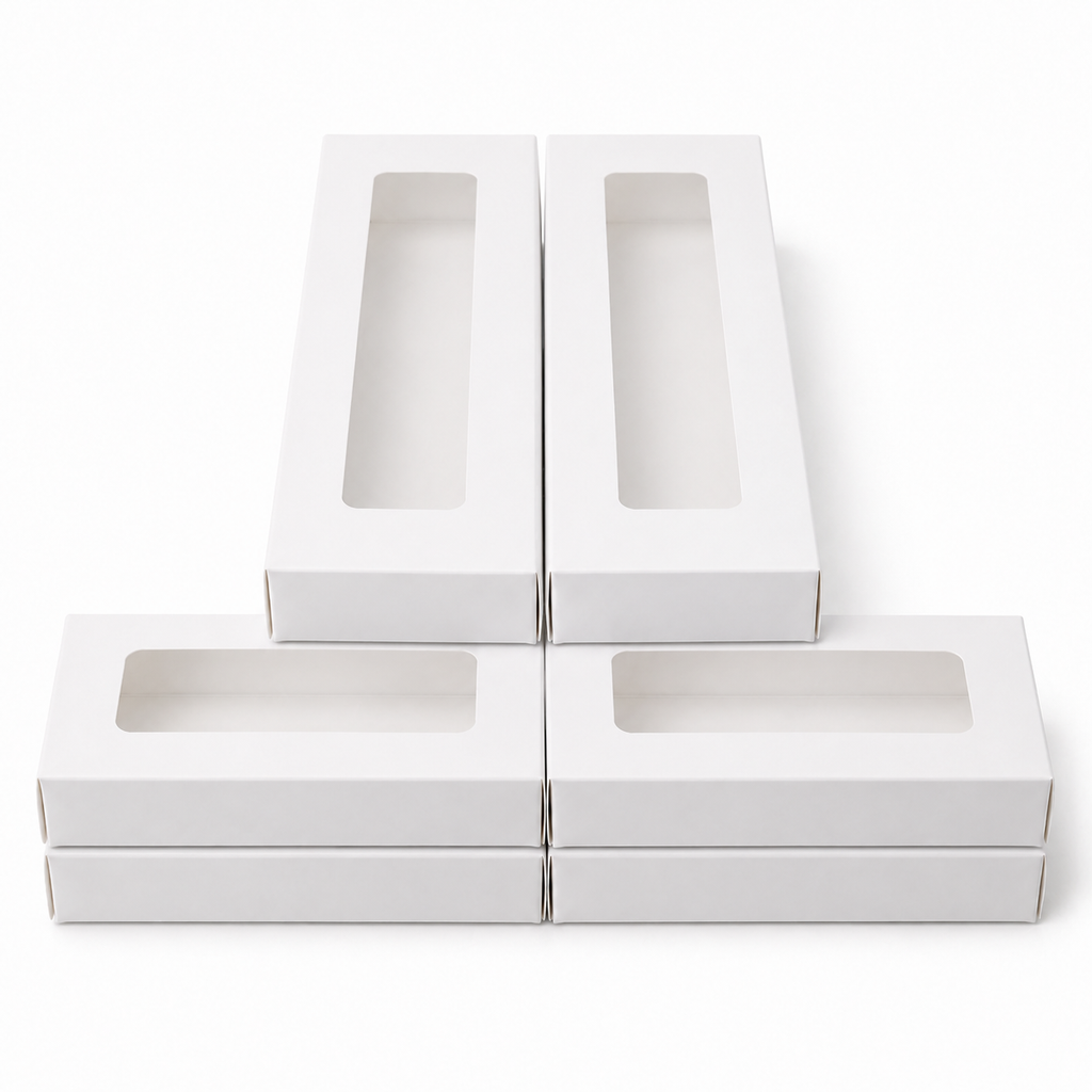 White Paper Packaging Box With Window 2.36×0.78×7.87 inch