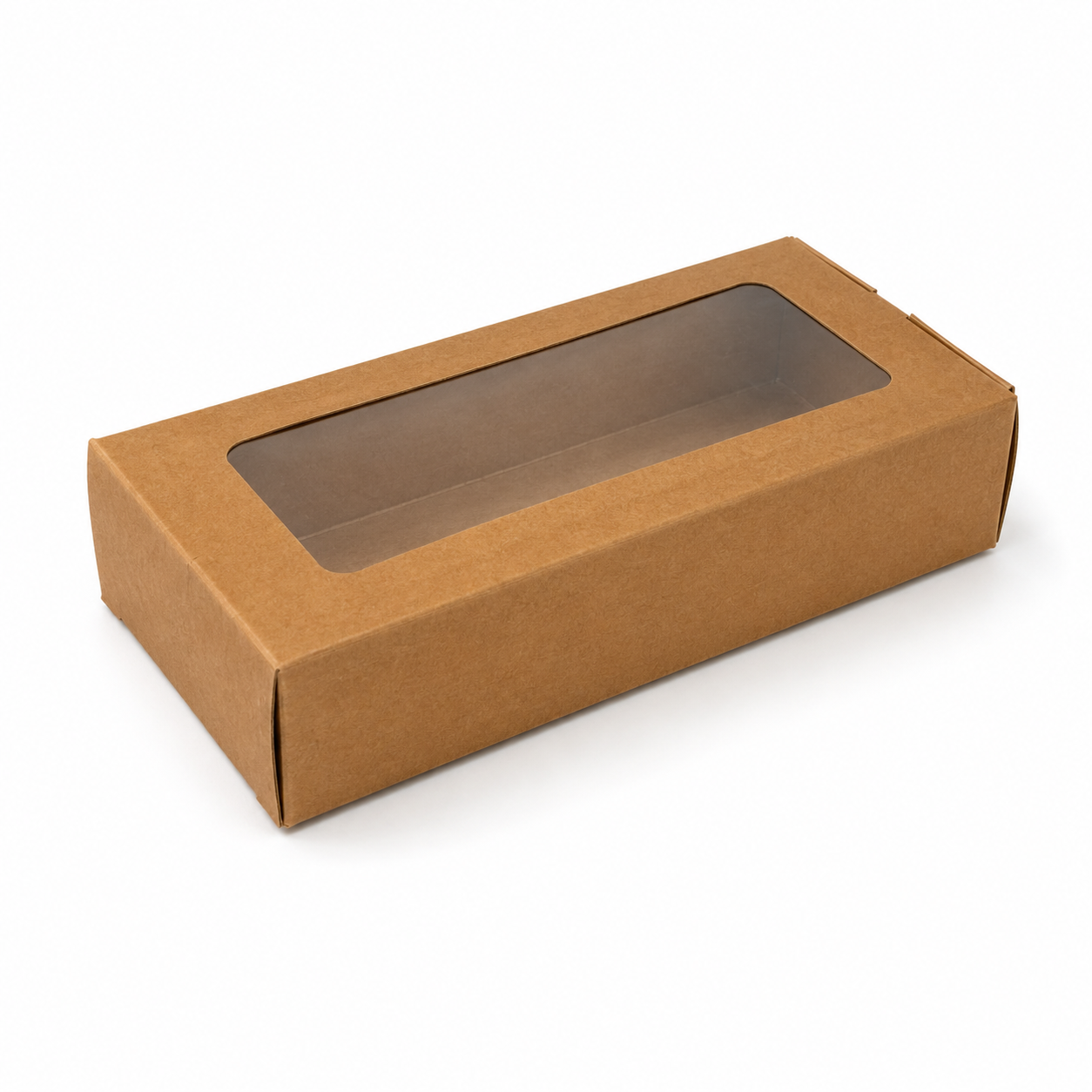 Kraft Brown Paper Packaging Box With Window 3.1x1.75x7 inch