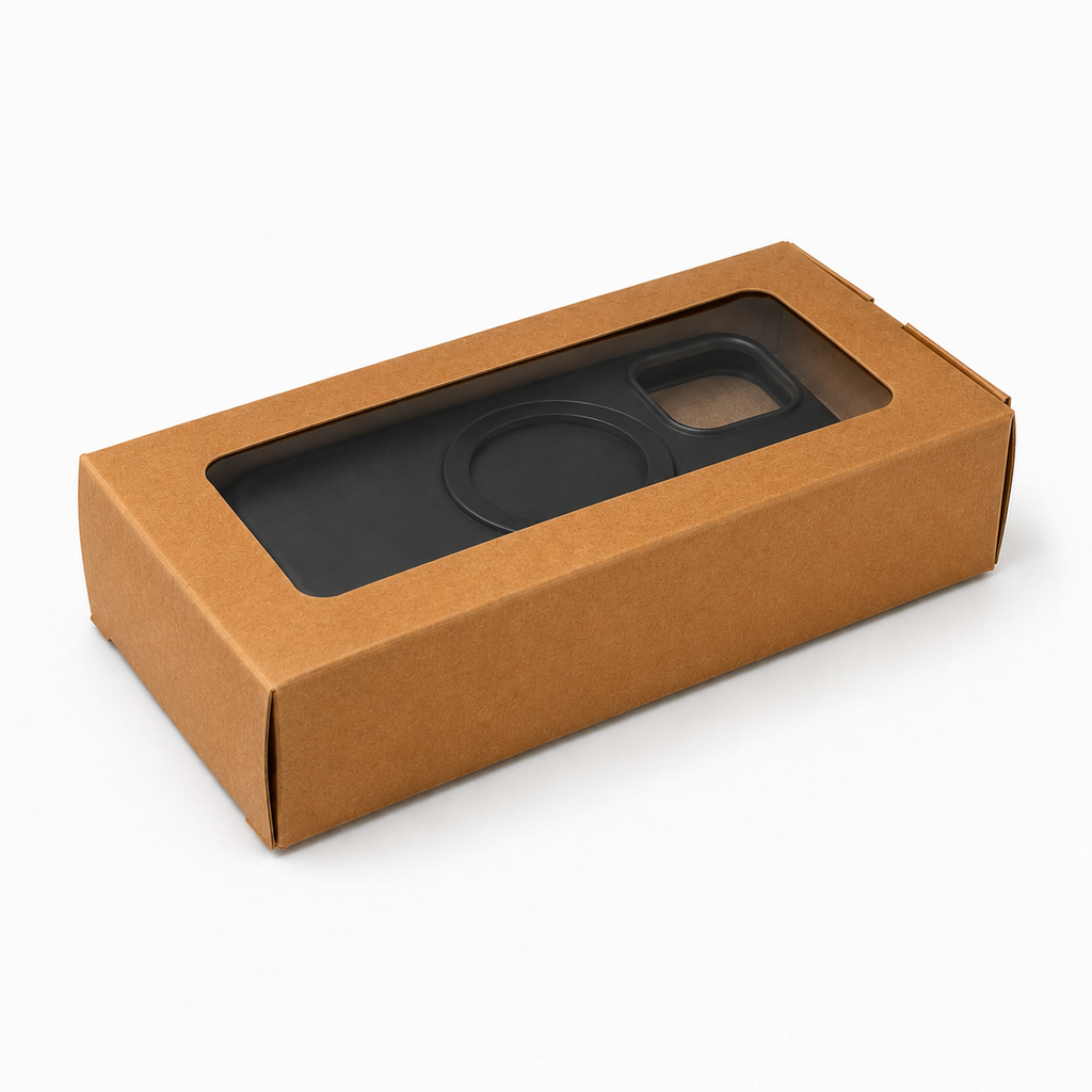 Kraft Brown Paper Packaging Box With Window 3.1x1.75x7 inch