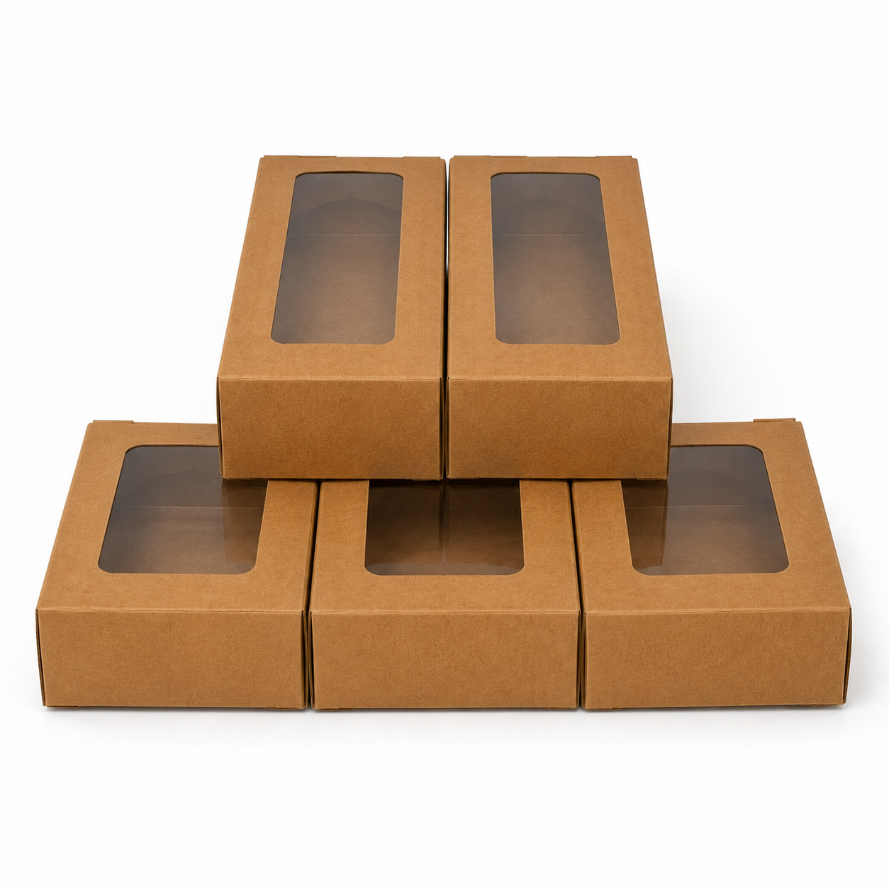Kraft Brown Paper Packaging Box With Window 3.1x1.75x7 inch